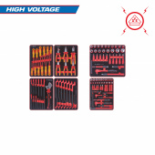 KING TONY Набор инструментов "HIGH VOLTAGE" для тележки, 6 ложементов, 117 предметов KING TONY 932-117VEMRVD