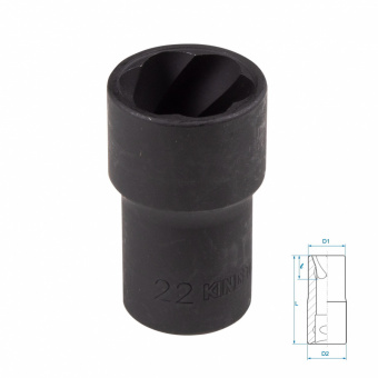 KING TONY Головка для поврежденного крепежа 1/2", 22 мм KING TONY 9TD403-22M