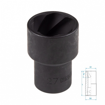 KING TONY Головка для поврежденного крепежа 1/2", 27 мм KING TONY 9TD403-27M