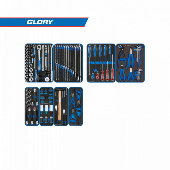 KING TONY Набор инструментов "GLORY" для тележки, 8 ложементов, 152 предмета KING TONY 9G35-152MRVD
