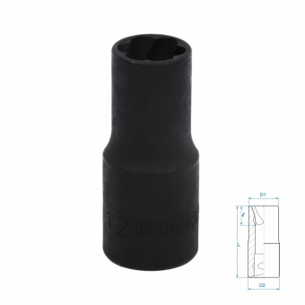 KING TONY Головка для поврежденного крепежа 1/2", 12 мм KING TONY 9TD403-12M
