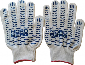 Перчатки хб 6 нитей 10 класс 150ТЕКС белые 5 пар NORDBERG NCG610150.5