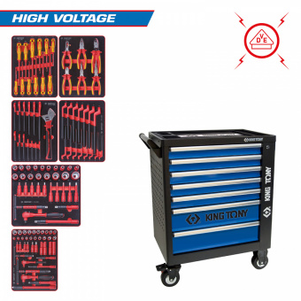 KING TONY Набор инструментов "HIGH VOLTAGE" в чёрной тележке, 117 предметов KING TONY 9G35-117MRVE