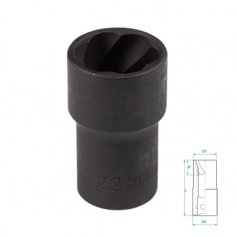 Головка для поврежденного крепежа 1/2"", 22 мм