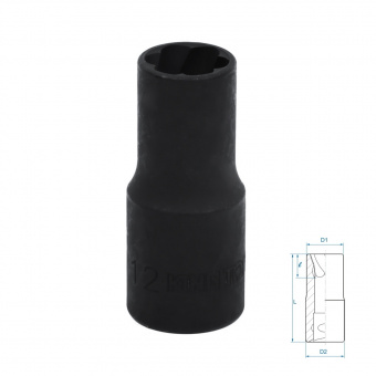 Головка для поврежденного крепежа 1/2"", 12 мм